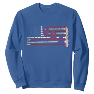 Ice Hockey Sticks American Flag Sweatshirt Patriotic Hockey Fan TS14 Royal Blue Print Your Wear