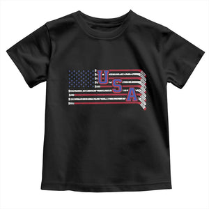 Ice Hockey Sticks American Flag Toddler T Shirt Patriotic Hockey Fan TS14 Black Print Your Wear
