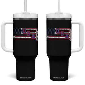 Ice Hockey Sticks American Flag Tumbler With Handle Patriotic Hockey Fan TS14 One Size: 40 oz Black Print Your Wear