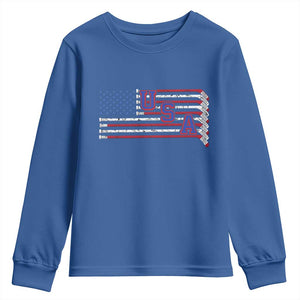 Ice Hockey Sticks American Flag Youth Sweatshirt Patriotic Hockey Fan TS14 Royal Blue Print Your Wear