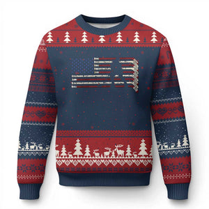 Patriotic Ice Hockey Sticks American Flag Ugly Christmas Sweater TS14 Navy Red Print Your Wear