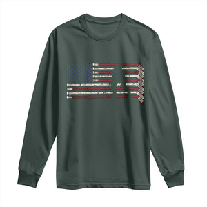 Patriotic Ice Hockey Sticks American Flag Long Sleeve Shirt TS14 Dark Forest Green Print Your Wear