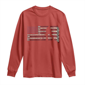 Patriotic Ice Hockey Sticks American Flag Long Sleeve Shirt TS14 Red Print Your Wear