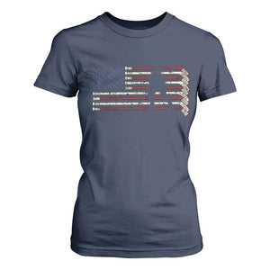 Patriotic Ice Hockey Sticks American Flag T Shirt For Women TS14 Navy Print Your Wear