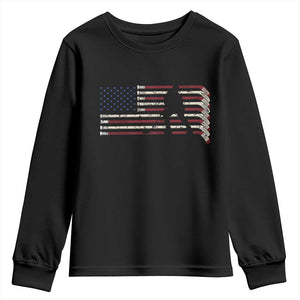 Patriotic Ice Hockey Sticks American Flag Youth Sweatshirt TS14 Black Print Your Wear
