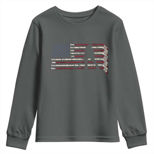 Patriotic Ice Hockey Sticks American Flag Youth Sweatshirt TS14 Dark Heather Print Your Wear