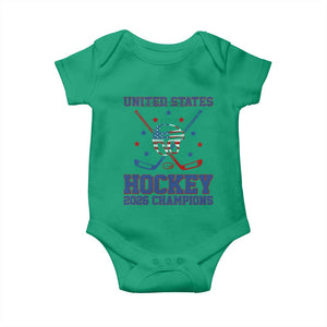 Hockey Champions 2026 Baby Onesie Patriotic Ice Hockey Fan TS14 Irish Green Print Your Wear