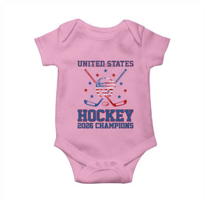 Hockey Champions 2026 Baby Onesie Patriotic Ice Hockey Fan TS14 Light Pink Print Your Wear