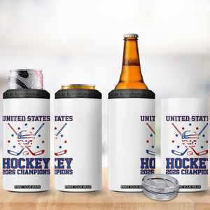 Hockey Champions 2026 4 in 1 Can Cooler Tumbler Patriotic Ice Hockey Fan TS14 Print Your Wear