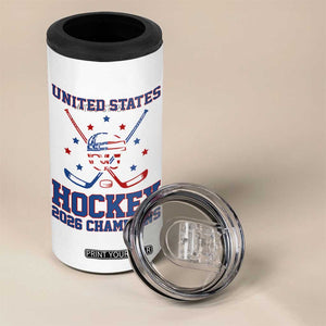 Hockey Champions 2026 4 in 1 Can Cooler Tumbler Patriotic Ice Hockey Fan TS14 Print Your Wear