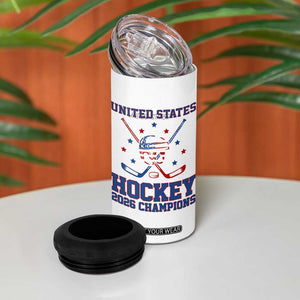 Hockey Champions 2026 4 in 1 Can Cooler Tumbler Patriotic Ice Hockey Fan TS14 Print Your Wear