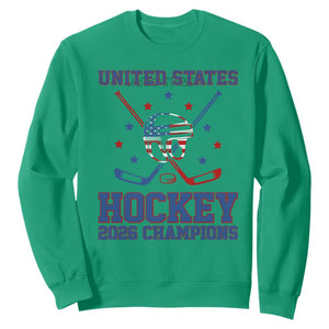 Hockey Champions 2026 Sweatshirt Patriotic Ice Hockey Fan TS14 Irish Green Print Your Wear