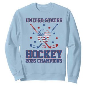 Hockey Champions 2026 Sweatshirt Patriotic Ice Hockey Fan TS14 Light Blue Print Your Wear