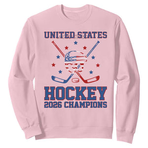Hockey Champions 2026 Sweatshirt Patriotic Ice Hockey Fan TS14 Light Pink Print Your Wear
