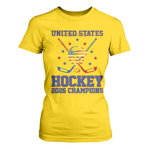 Hockey Champions 2026 T Shirt For Women Patriotic Ice Hockey Fan TS14 Daisy Print Your Wear