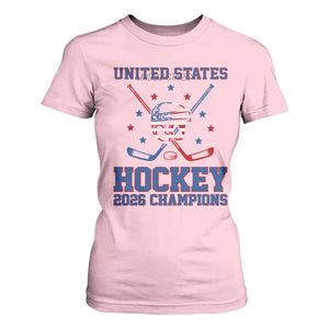 Hockey Champions 2026 T Shirt For Women Patriotic Ice Hockey Fan TS14 Light Pink Print Your Wear
