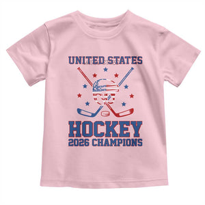 Hockey Champions 2026 Toddler T Shirt Patriotic Ice Hockey Fan TS14 Light Pink Print Your Wear