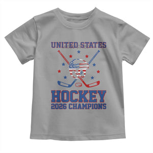 Hockey Champions 2026 Toddler T Shirt Patriotic Ice Hockey Fan TS14 Sport Gray Print Your Wear