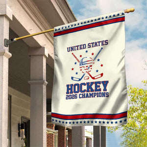 Hockey Champions 2026 Patriotic Garden Flag Ice Hockey Fan TS14 Modern Beige Red Print Your Wear
