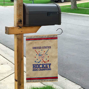 Hockey Champions 2026 Patriotic Garden Flag Ice Hockey Fan TS14 Vintage Rustic Tan Red Print Your Wear