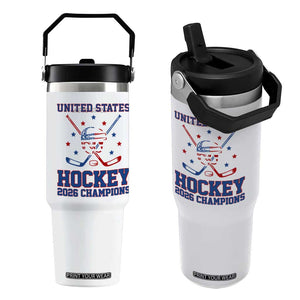 Hockey Champions 2026 Flip Straw Tumbler Patriotic Ice Hockey Fan TS14 One Size: 30 oz White Print Your Wear