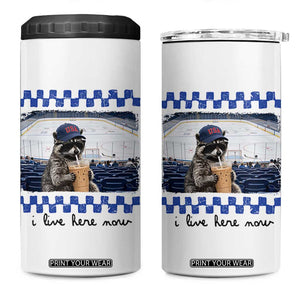 Hockey Mom Raccoon Iced Coffee 4 in 1 Can Cooler Tumbler I Live Here Now TS14 One Size: 16 oz White Print Your Wear