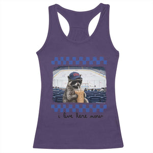 Hockey Mom Raccoon Iced Coffee Racerback Tank Top I Live Here Now TS14 Purple Print Your Wear