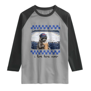 Hockey Mom Raccoon Iced Coffee Raglan Shirt I Live Here Now TS14 Sport Gray Black Print Your Wear