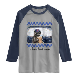 Hockey Mom Raccoon Iced Coffee Raglan Shirt I Live Here Now TS14 Sport Gray Navy Print Your Wear