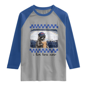 Hockey Mom Raccoon Iced Coffee Raglan Shirt I Live Here Now TS14 Sport Gray Royal Print Your Wear