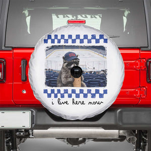 Hockey Mom Raccoon Iced Coffee Spare Tire Cover I Live Here Now TS14 White Print Your Wear
