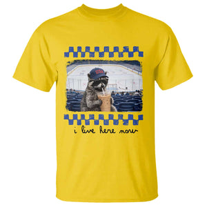 Hockey Mom Raccoon Iced Coffee T Shirt I Live Here Now TS14 Daisy Print Your Wear