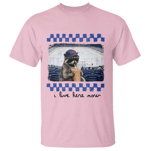 Hockey Mom Raccoon Iced Coffee T Shirt I Live Here Now TS14 Light Pink Print Your Wear