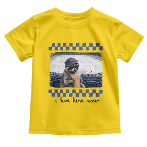 Hockey Mom Raccoon Iced Coffee Toddler T Shirt I Live Here Now TS14 Daisy Print Your Wear