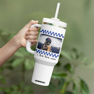 Hockey Mom Raccoon Iced Coffee Tumbler With Handle I Live Here Now TS14 Print Your Wear