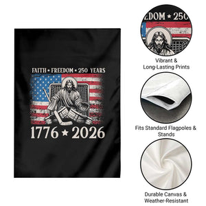 250 Years Faith and Freedom Christian Garden Flag Jesus Hockey Player 4th of July American Flag TS14 Print Your Wear