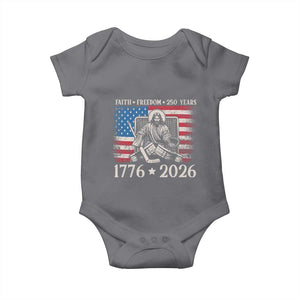 250 Years Faith and Freedom Christian Baby Onesie Jesus Hockey Player 4th of July American Flag TS14 Charcoal Print Your Wear