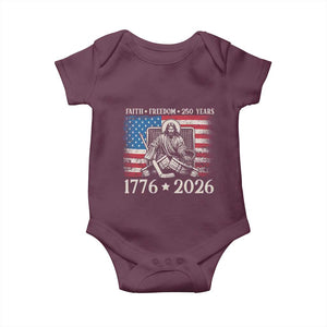 250 Years Faith and Freedom Christian Baby Onesie Jesus Hockey Player 4th of July American Flag TS14 Maroon Print Your Wear
