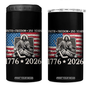250 Years Faith and Freedom Christian 4 in 1 Can Cooler Tumbler Jesus Hockey Player 4th of July American Flag TS14 One Size: 16 oz Black Print Your Wear