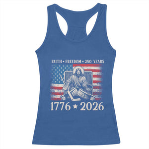 250 Years Faith and Freedom Christian Racerback Tank Top Jesus Hockey Player 4th of July American Flag TS14 Royal Blue Print Your Wear