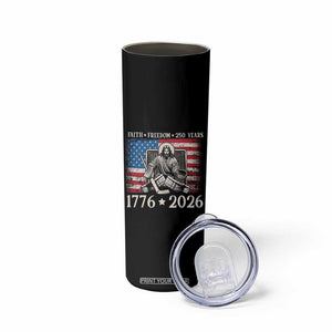 250 Years Faith and Freedom Christian Skinny Tumbler Jesus Hockey Player 4th of July American Flag TS14 Print Your Wear