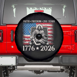 250 Years Faith and Freedom Christian Spare Tire Cover Jesus Hockey Player 4th of July American Flag TS14 Black Print Your Wear
