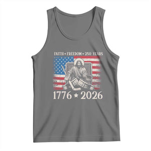 250 Years Faith and Freedom Christian Tank Top Jesus Hockey Player 4th of July American Flag TS14 Black Heather Print Your Wear