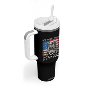 250 Years Faith and Freedom Christian Tumbler With Handle Jesus Hockey Player 4th of July American Flag TS14 Print Your Wear