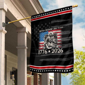 250 Years Faith and Freedom Christian Patriotic Garden Flag Jesus Hockey Player 4th of July American Flag TS14 Distressed Black Red Print Your Wear