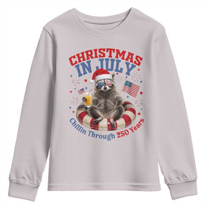 Raccoon 250th Anniversary Youth Sweatshirt Christmas in July TS14 Ice Gray Print Your Wear