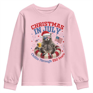 Raccoon 250th Anniversary Youth Sweatshirt Christmas in July TS14 Light Pink Print Your Wear