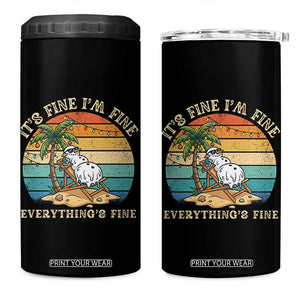 Snowman in july 4 in 1 Can Cooler Tumbler Hawaian Beach Vacation Christmas in July