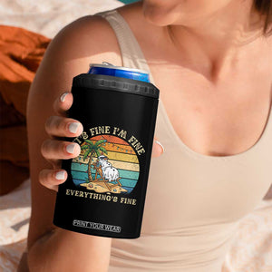 Snowman in july 4 in 1 Can Cooler Tumbler Hawaian Beach Vacation Christmas in July