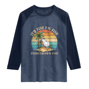 Snowman in july Raglan Shirt Hawaian Beach Vacation Christmas in July TS14 Heather Denim Navy Print Your Wear